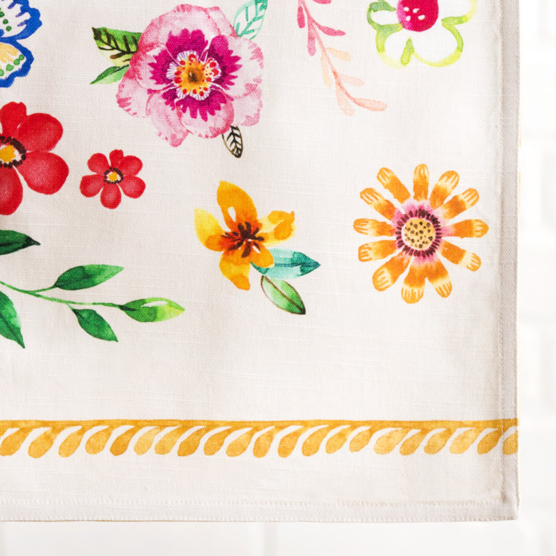 Floral 100% Cotton Table Runner, 72" L x 14.5" W