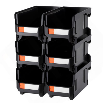 Plastic Stackable Storage Bins, Plastic Containers for Organizing and Storage Bins for Closet, Garage, Small Parts, Office Supplies and Other Accessories, Black