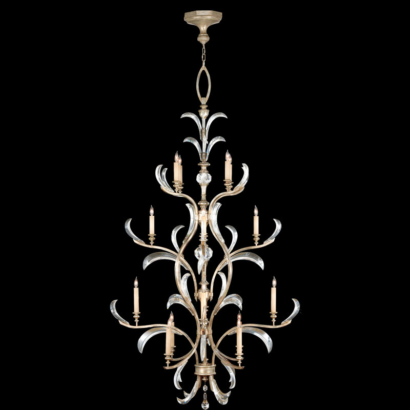 Beveled Arcs 16 - Light Chandelier, Silver