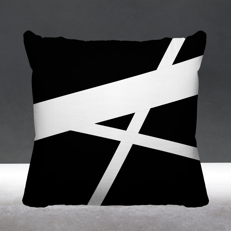 Coussin décoratif intérieur / extérieur Seward Abstract Lines, Noir, L 17 po x H 17 po