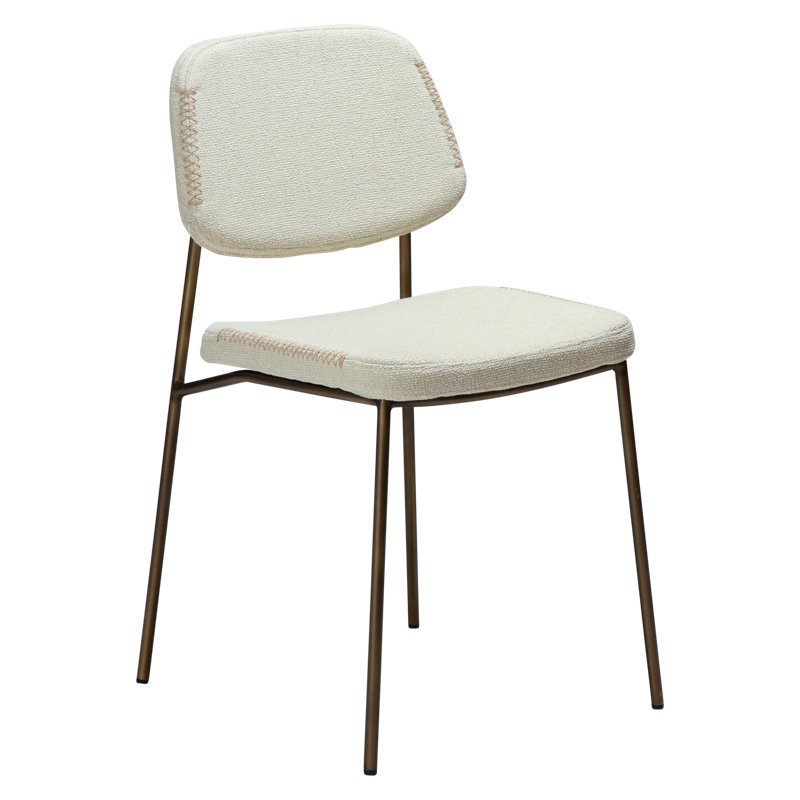 Menta Dining Chair, White, Brass