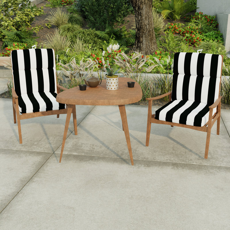 22" x 44" Outdoor Chair Cushion with Ties and Loop, Cabana Black
