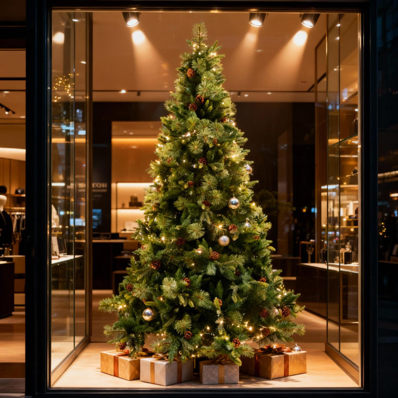 Lighted Artificial Christmas Tree, 7 ft.