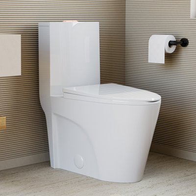 St. Tropez One Piece Elongated Toilet Dual Vortex Flush, Rose Gold Hardware