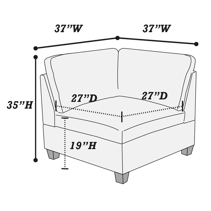 Modular - 2pc Gray Chenille, Wood Frame Chair Supportive