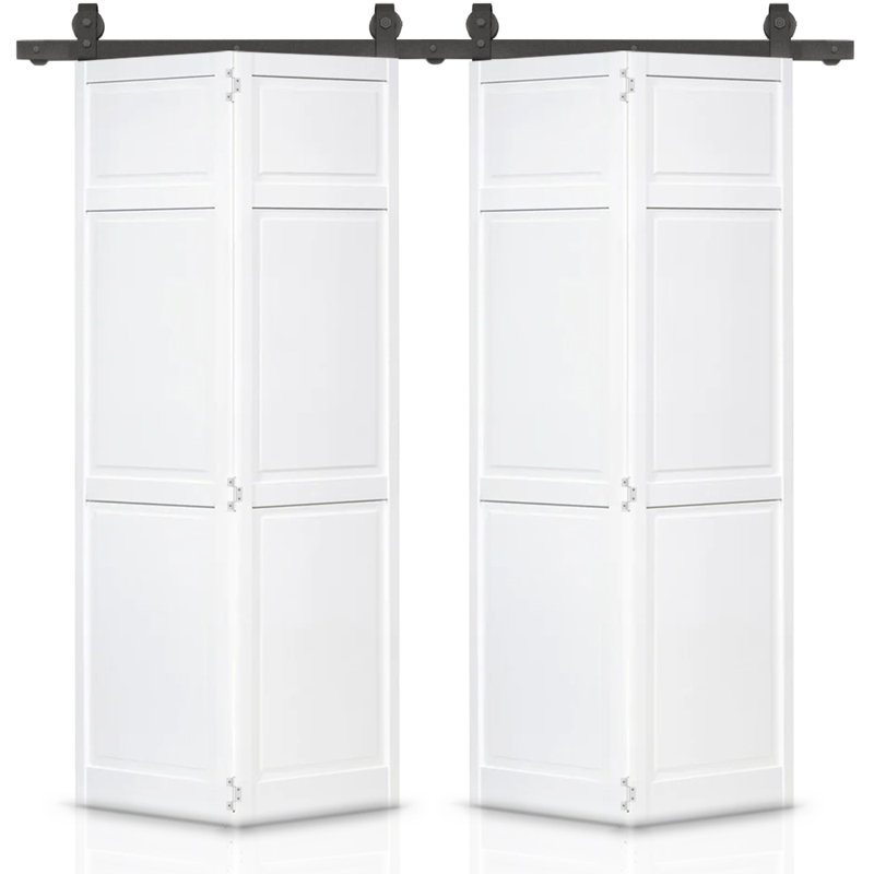 Solid Wood Paneled Bi-Fold Door, White, 48" W x 80" H