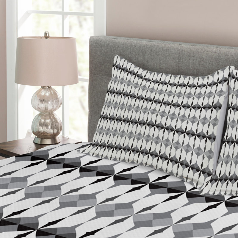 Modern & Contemporary Geometric Shapes Coverlet, King Coverlet + 2 Shams