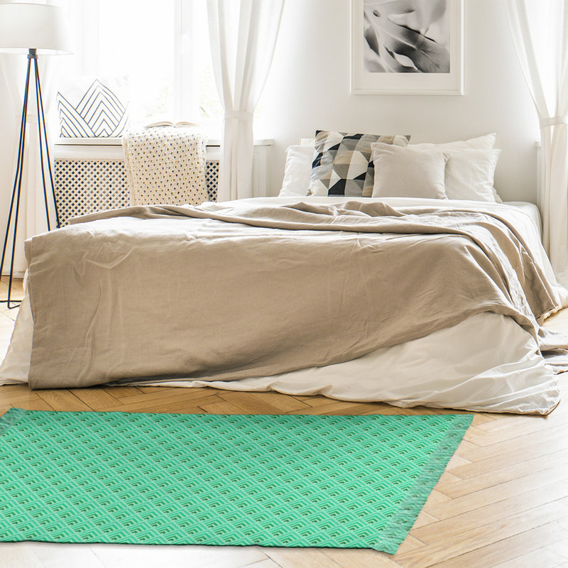 Tapis décoratif vert dégradé géométrique inversé, non