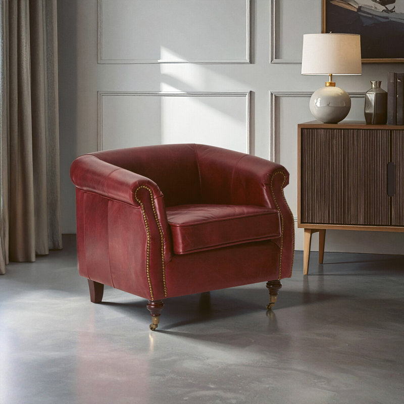 Elliana Leather Club Chair, Red