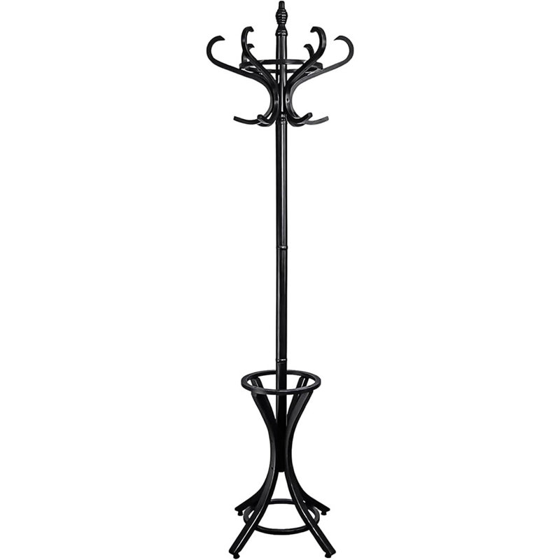 Freestanding 12 - Hook Coat Rack, Black