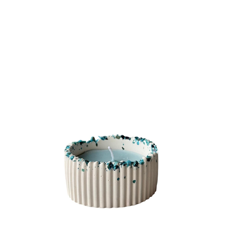 Bougie en béton de qualité supérieure, 100% cire de soja, 3,1 x 2,0 x 3,1 pouces | Design élégant bleu et blanc | Brûlure durable pour la décoration et la détente | Cadeau parfait pour toute occasion, écologique et élégant