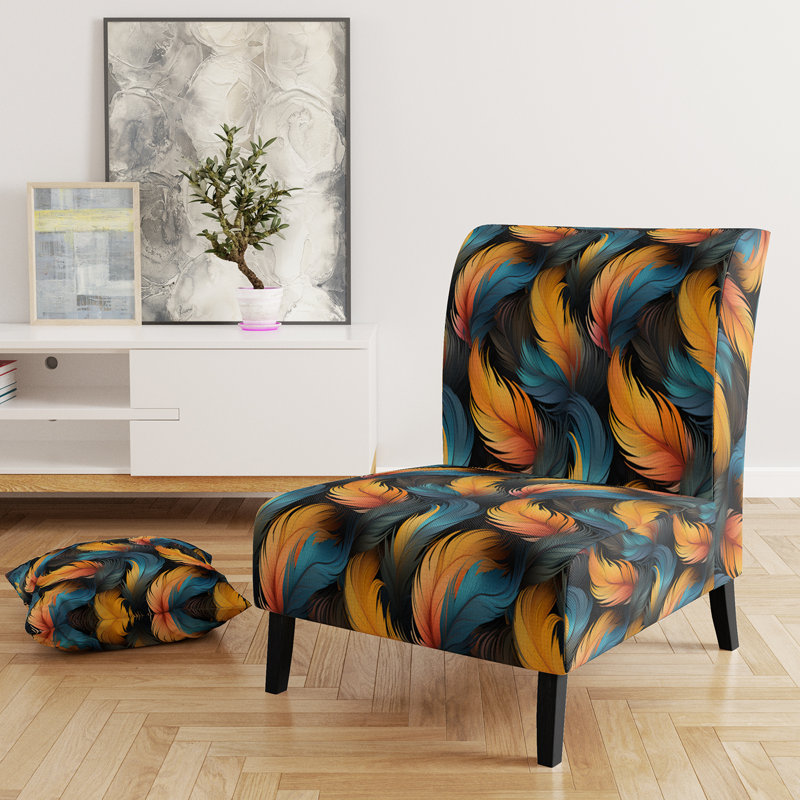 Subtle Leaves In Minimalism - Upholstered Floral & Pattern Accent Slipper Chair
