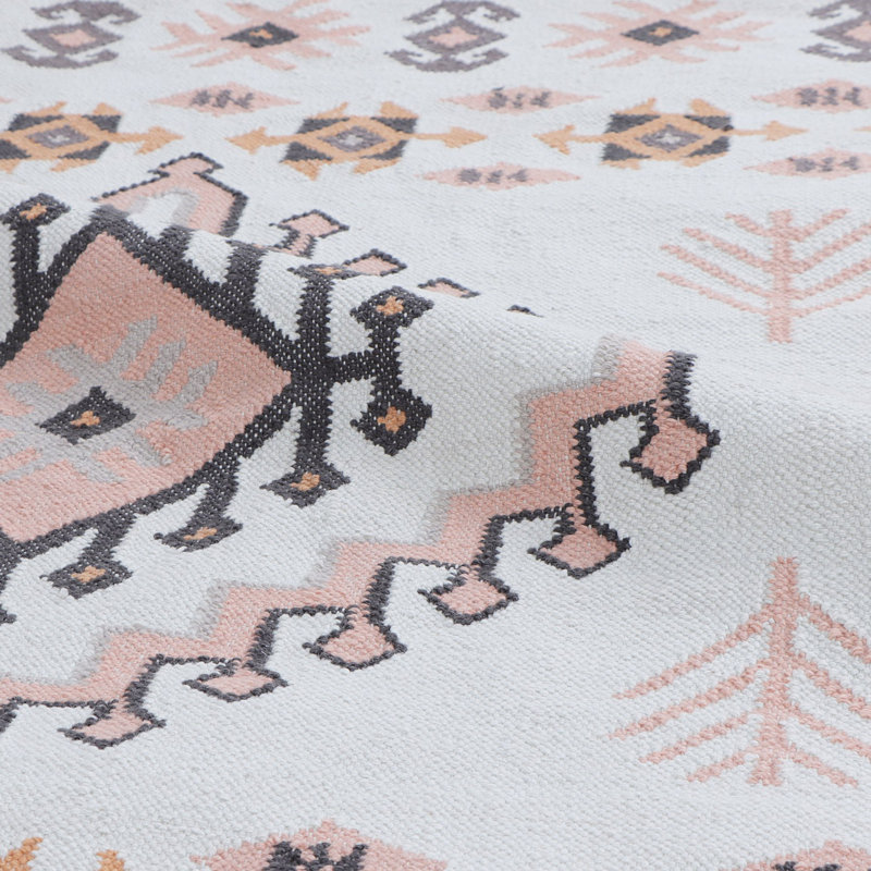 Agra Southwestern Area Rug in Pink/Black/Orange, Rectangle 9' x 12'