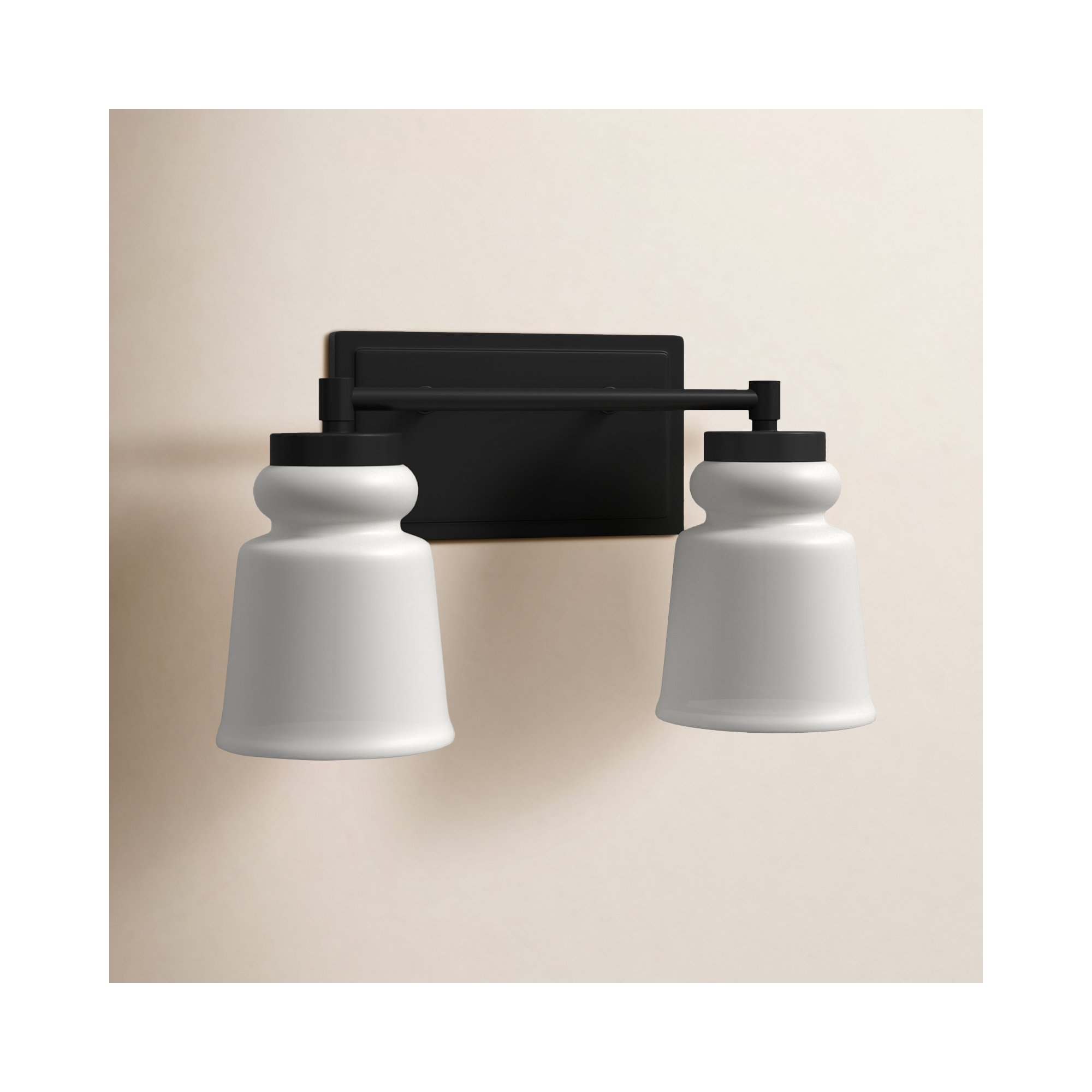 Gulliver 2 Light Frosted Dimmable Vanity Light, Matte Black