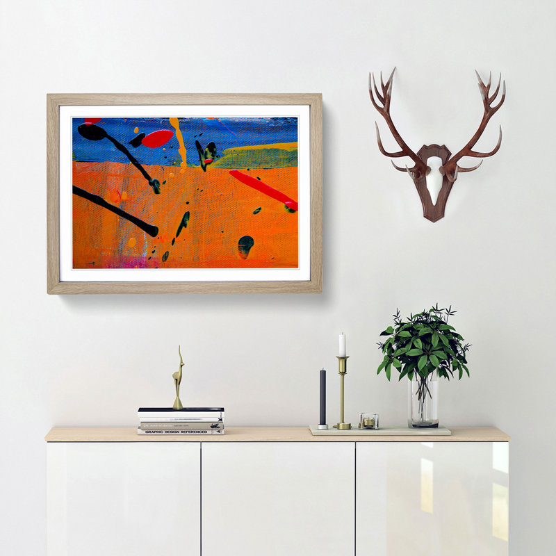 Abstract Art Painting Vol.115 by S.Johnson - Framed Print, 36cm H x 48cm W x 2cm D, Oak Framed