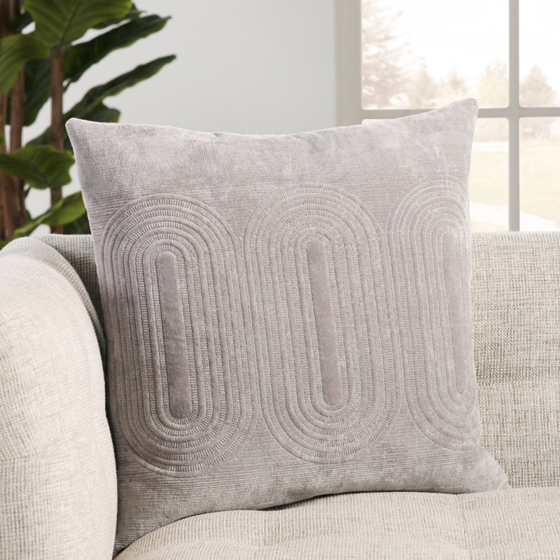Ramona Square Cotton Pillow Cover & Insert, Steeple Gray/Silver/Silver Sconce, Down