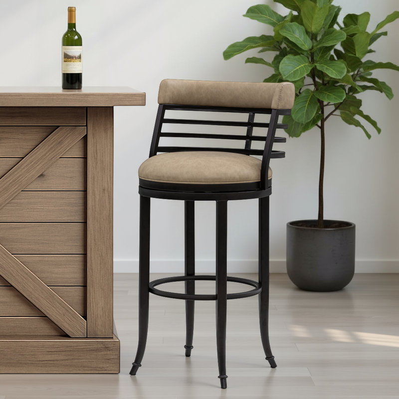 Ensemble de 3 tabourets de bar pivotants en similicuir Conover, Brun, Tabouret de bar (siège d'une hauteur de 30 po)