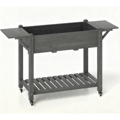Convenient Elevated Garden Bed with Lockable Wheels, Side Tables, and Bottom Shelf for Enhanced Gardening Experience