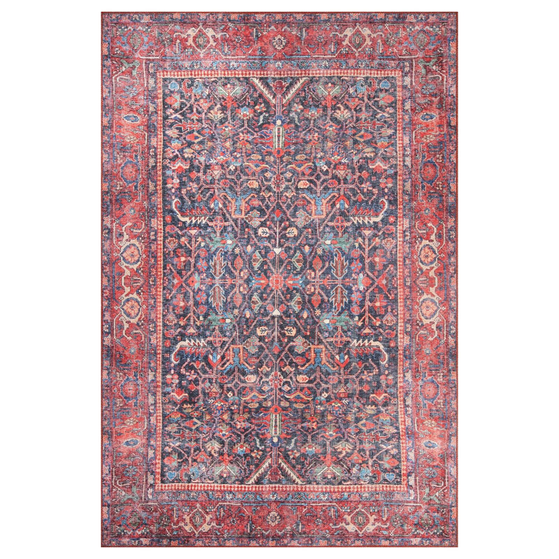 Luxurious Machine Washable Area Rug, 4.9 x 7.5 Feet, 100% Polyester, 1850 g/m², Pile Height: 0.2 inches | Eco-Friendly Recycled Poly Cotton Backing | Perfect for Living Room & Bedroom, Soft and Durable Design