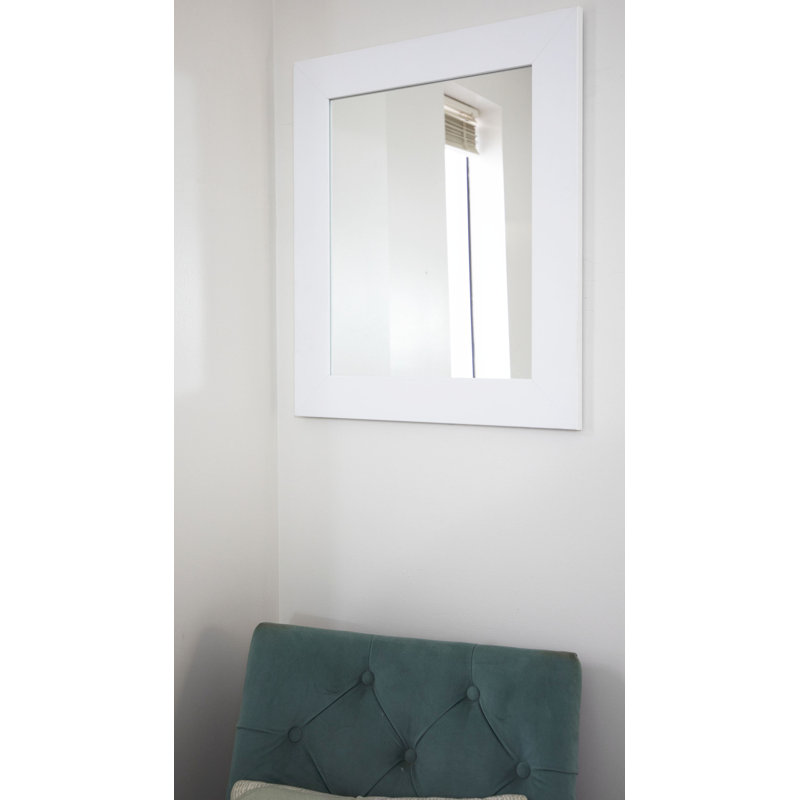 Modern Flat Wall Mirror, 25.5" H x 21.5" W, White