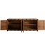 Buffet 4 portes en bois de manguier Oxford avec finition en chêne noir et support en métal noir