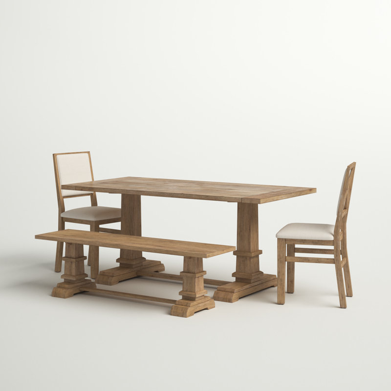 Heymann Dining Set, 4 Pieces: Table, Bench, 2 Chairs
