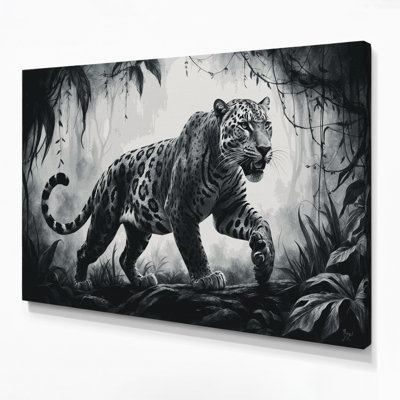 Wildlife Jaguar Black Canvas Wall Art