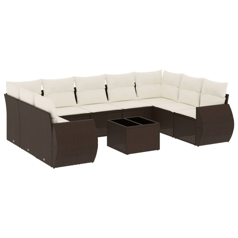 Ensemble de canapé de jardin Vidaxl PE, Brun
