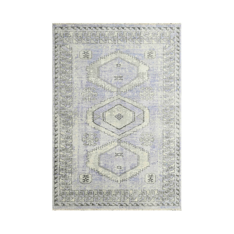 Tapis unique gris / lavande / gris anthracite de 5 pi 2 po x 7 pi 7 po Malkhas, Rectangle 6'6' x 9'6'