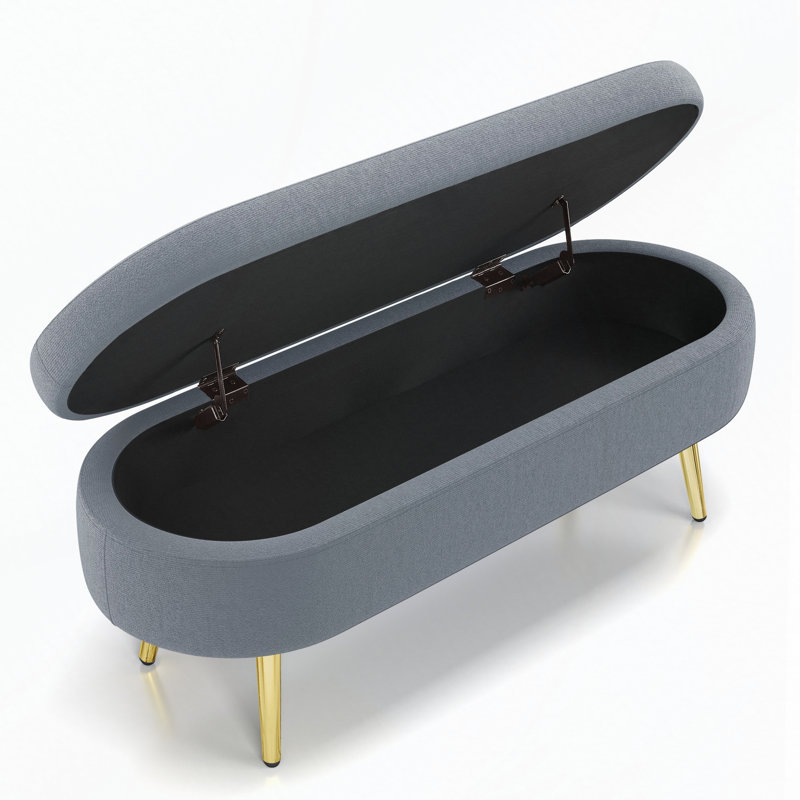 Repose-pieds ovale en flanelle avec pieds en métal et repose-pieds multifonctionnel, Gris foncé