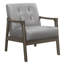 Chaise d'appoint avec revêtement gris, capitonnage à boutons, similicuir en bois massif style Mid-Century
