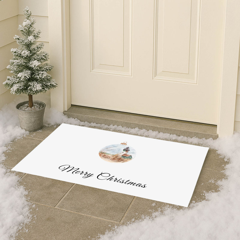 Paillasson Merry Christmas, Blanc d'hiver, L 21 po x L 34 po