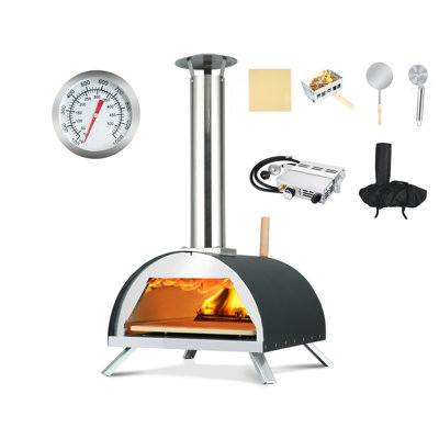 Hello. Dr 13" Multi-Fuel pizza oven - Outdoor Pizza Oven - portable wood fire and gas pizza oven outdoor - propane pizza oven with Pizza Cutter, pizza stone, pizza peel& Waterproof Cover