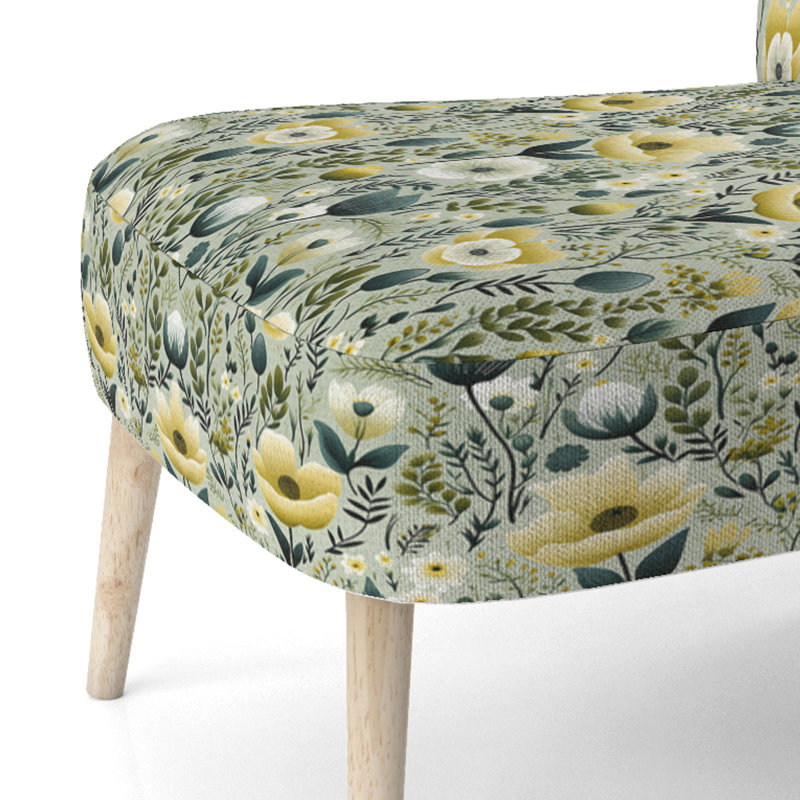 Fauteuil d'appoint rembourré vert et blanc Tranquil