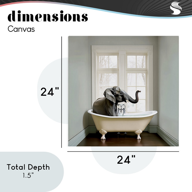 Minimal Elephant Bathtime Canvas, design by Sasha