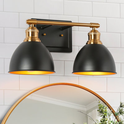 Éclairage pour salle de bain 2 lumières à intensité variable noir / laiton Mantasha