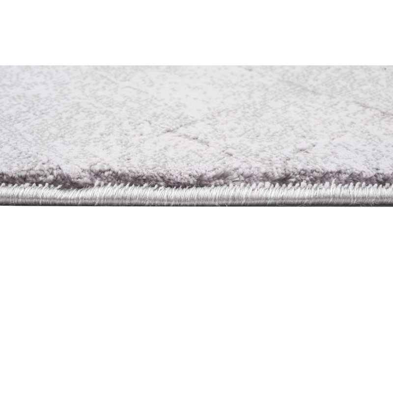 Tapis gris abstrait en polypropylène fabriqué au métier mécanique Hudak, Rectangle 7 pi 10 po x 10 pi 10 po