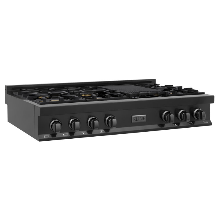Porcelain 48" Gas Cooktop with 7 Burners and Griddle