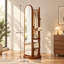 Miroir pivotant sur pied de 65,65 pouces avec porte-manteau et tablettes de rangement ouvertes