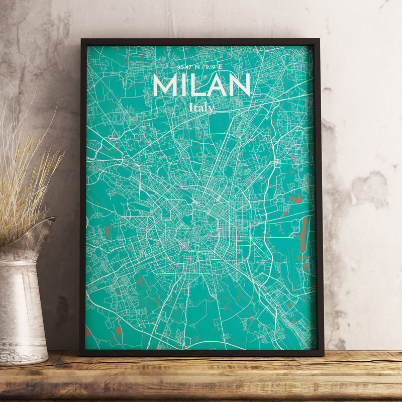 Milan City Map - No Frame Print, 91.4cm H x 61cm W x 0.13cm D