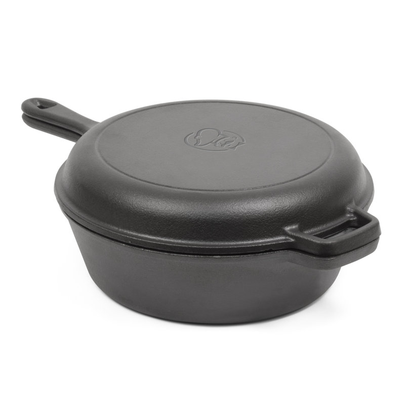 Pre-Seasoned Black Cast Iron Dutch Oven with Skillet Lid