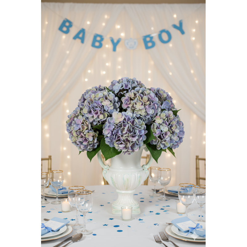 Tige d'hortensia artificielle 17,75 po, Bleu
