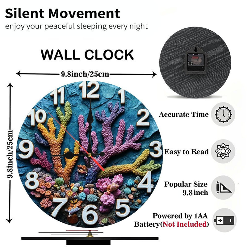 Ocean Coral Reef Wall Clock Home Decor