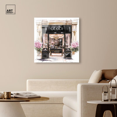 Art mural glamour en verre acrylique sans cadre à finition brillante par Art Remedy, prêt à accrocher, 12 x 12