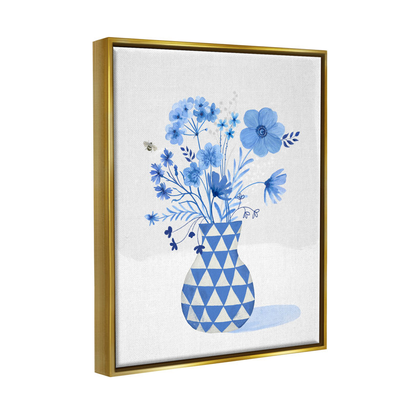 "Blue Mixed Floral Arrangement", art mural encadré par Sharon Lee, H 31 po x l 25 po x P 1,7 po