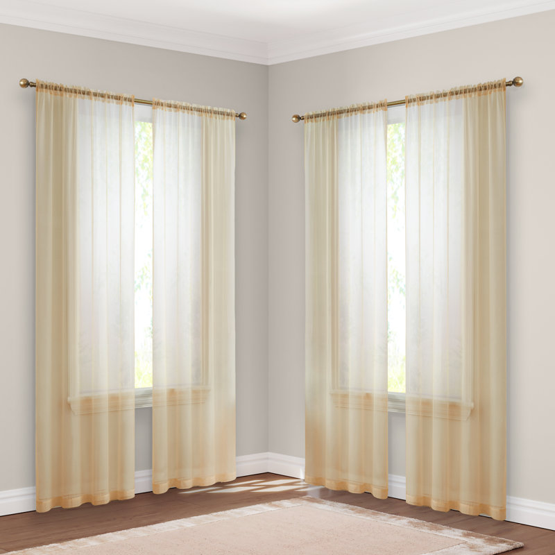 Dipankar Sheer Curtain, 54" W x 108" L, Beige