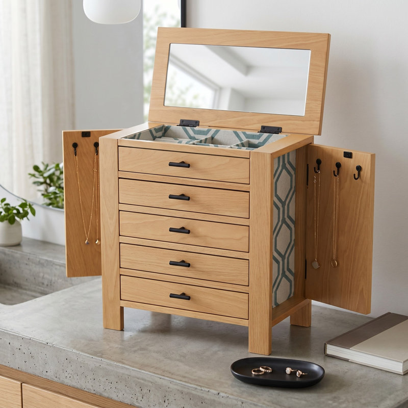 Armoire pour bijoux avec miroir Knag, Pin