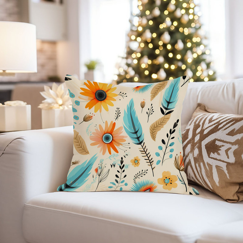 Floral Pillow Cover, 20"H x 20"W