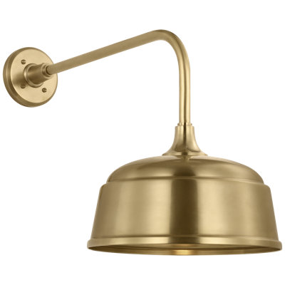 Thomas O'Brien, "Academy 20" Rex Barn Light in Hand-Rubbed Antique Brass with 16" Rockhouse Shade