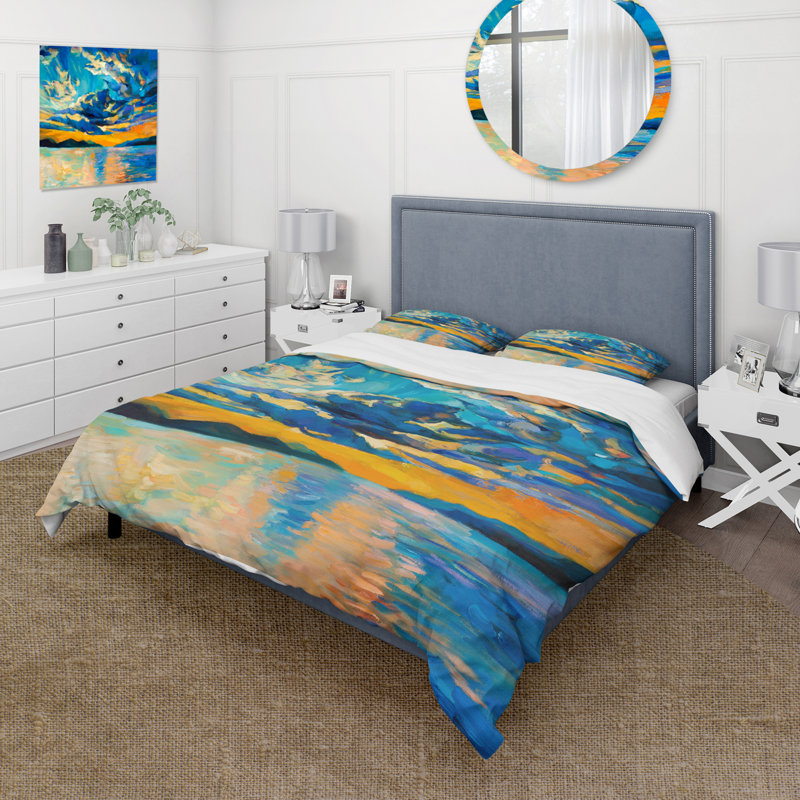 Ensemble de housse de couette nautique en polyester microfibre Cloudy, Housse de couette pour très grand lit et 2 très